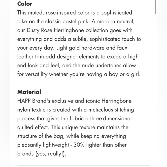 HAPP Brand Paige Carryall Dusty Rose Diaper Bag - Picture 6 of 15